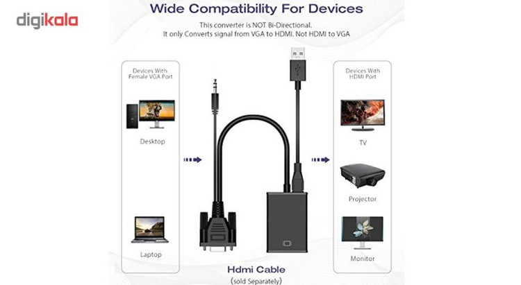 مبدل VGA به HDMI مدل HDCP