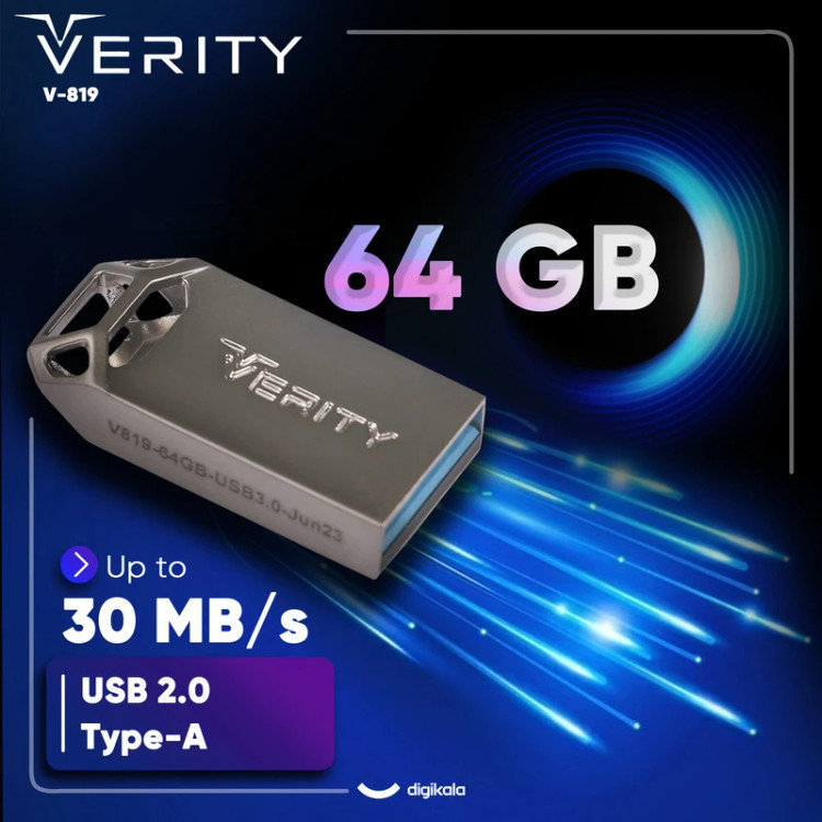 فلش مموری وریتی مدل V-819 ظرفیت 64 گیگابایت با رابط USB